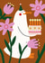 Cute Birthday Card – Duck with Cake – Flowers created by Seekprint