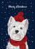 Cute Westie Scarf and Wooley Hat Christmas Card - Dog created by Debbie Daley Illustrations