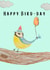Cute hand-drawn Bird birthday card - Happy Bird-Day created by Oopsy Daisy Designs