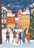 Charming Christmas Card – Snowy Village with Carol Singers & Christmas Tree created by Caroline Bonne Müller
