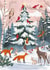 Charming Christmas Card – Snowy Woodland with Deer, Foxes & Cardinals created by Caroline Bonne Müller