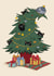 Funny Christmas Card – Black Cats Hiding in Tree – Crown Pigeon – Cat created by Baldy And The Fidget