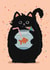 Funny Birthday Card for Friend, Party Animal Black Cat with Goldfish Cocktail created by Baldy And The Fidget