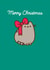 Cute Christmas Card - Pusheen - Red Bow created by Hype Cards
