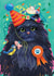 Time to Pawty! Cute fun Birthday Kitty card for friends, family, pet. Cat & Bird created by Ally Marie Illustration