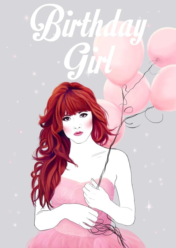 girl balloon Birthday Card 22860 created by Alana Mays