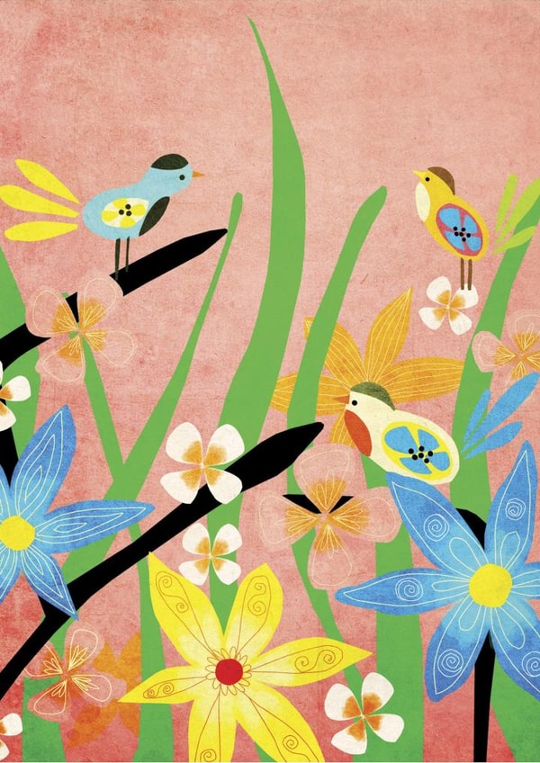 birds flowers Just because... Card 23007 created by Annie Wilkinson