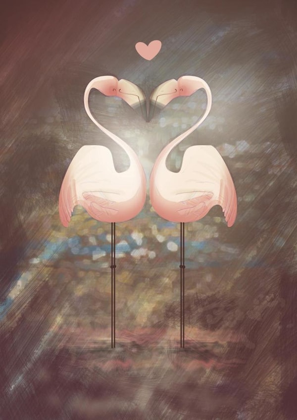 Flamingo love Engagement & Marriage Card 1311 created by Kate Chesterton