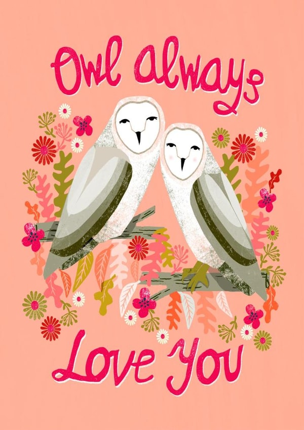 owl bird Valentines Day Card 1075 created by Andrea Lauren