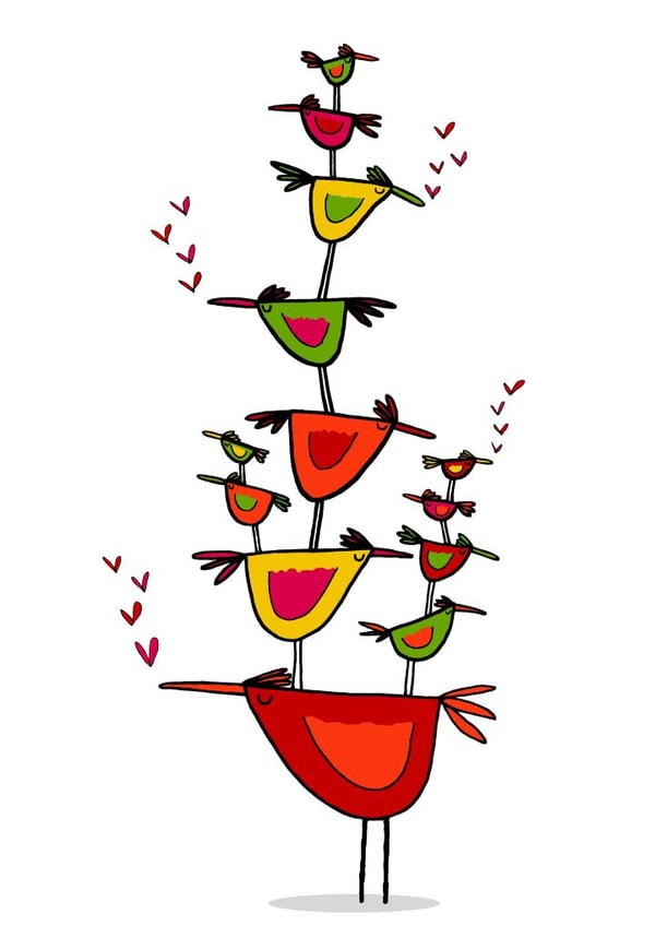 birds quirky Valentines Day Card 24225 created by Celia Hyland