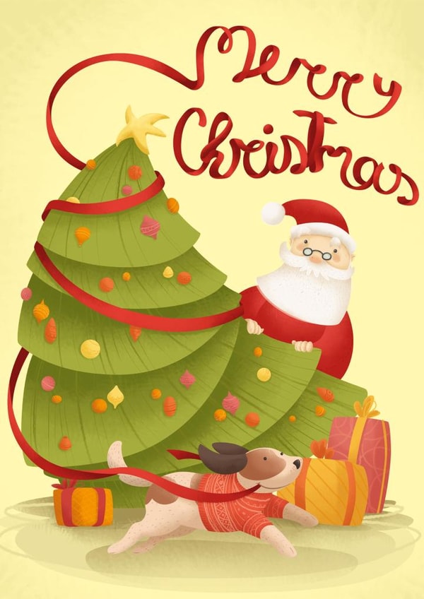 Secret Santa dog Christmas Card 23861 created by Rossella Trionfetti