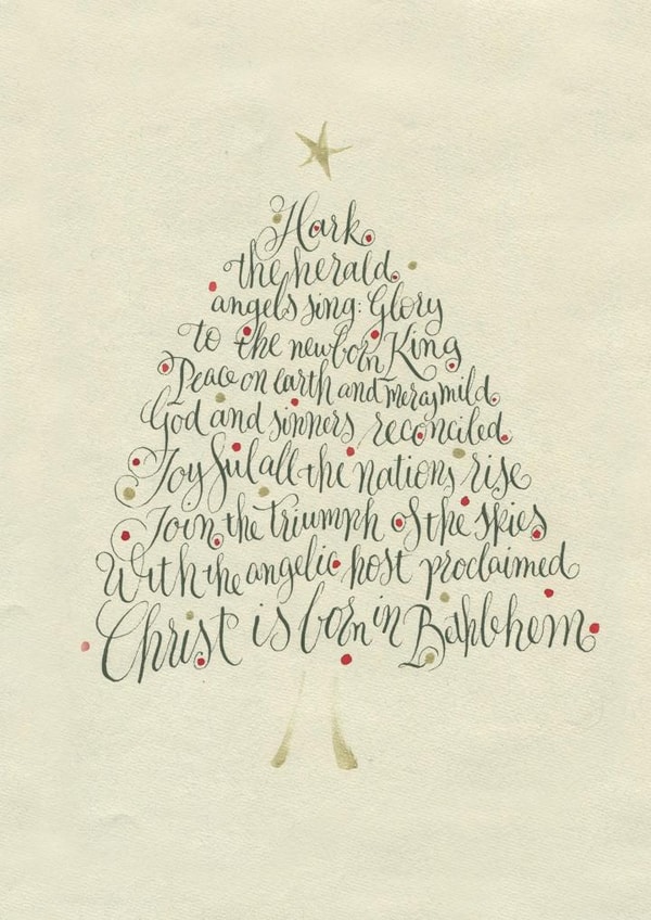 Classic Christmas Card - Calligraphic Christmas Son - Christmas Tree created by Esther Gordo