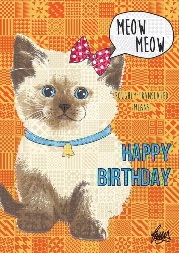 meow cat Birthday Card 1476 created by Rose Hill Designs