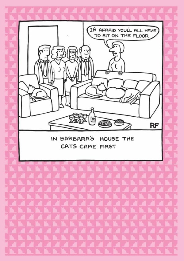 cat party Humour Card 1804 created by On The Prowl Cat Cartoons