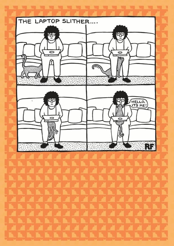 cat laptop Humour Card 1809 created by On The Prowl Cat Cartoons