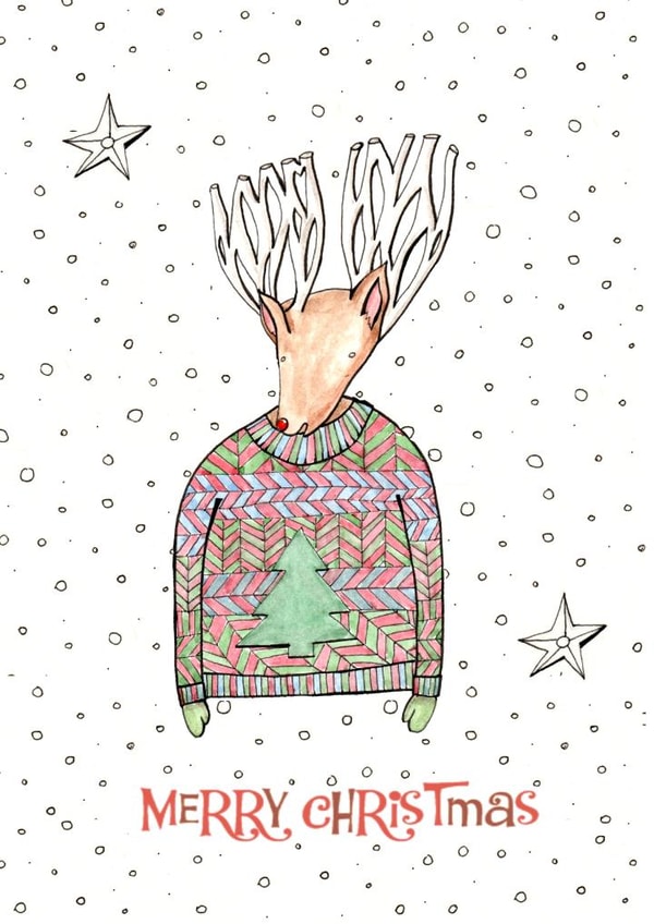reindeer xmas Christmas Card 24633 created by Vee Hartley