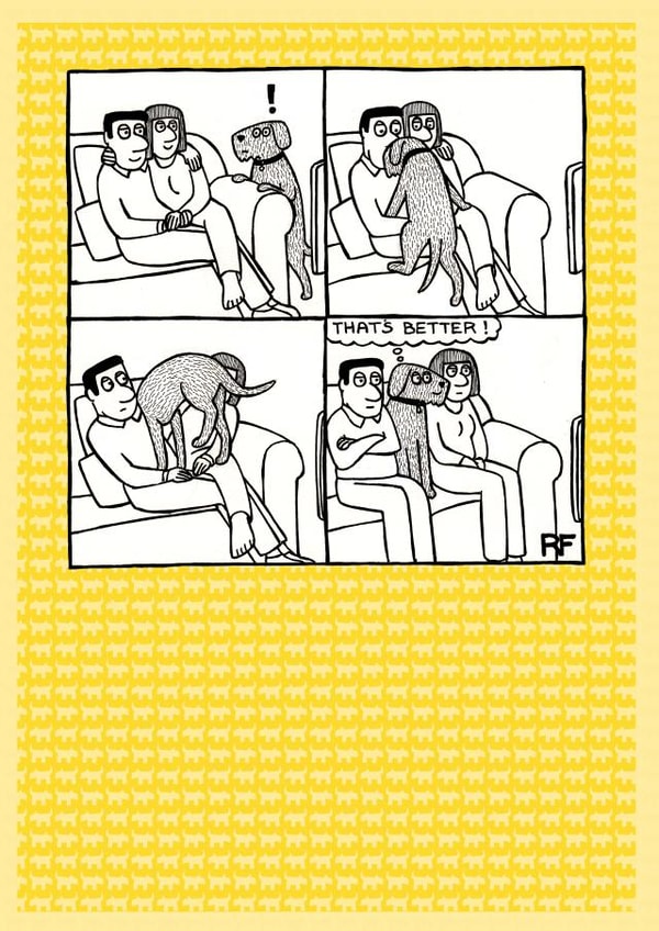 Funny Anniversary Card / Valentines Day Card - Comic - Dog - That's Better created by Off The Leash Cartoons by Rupert Fawcett