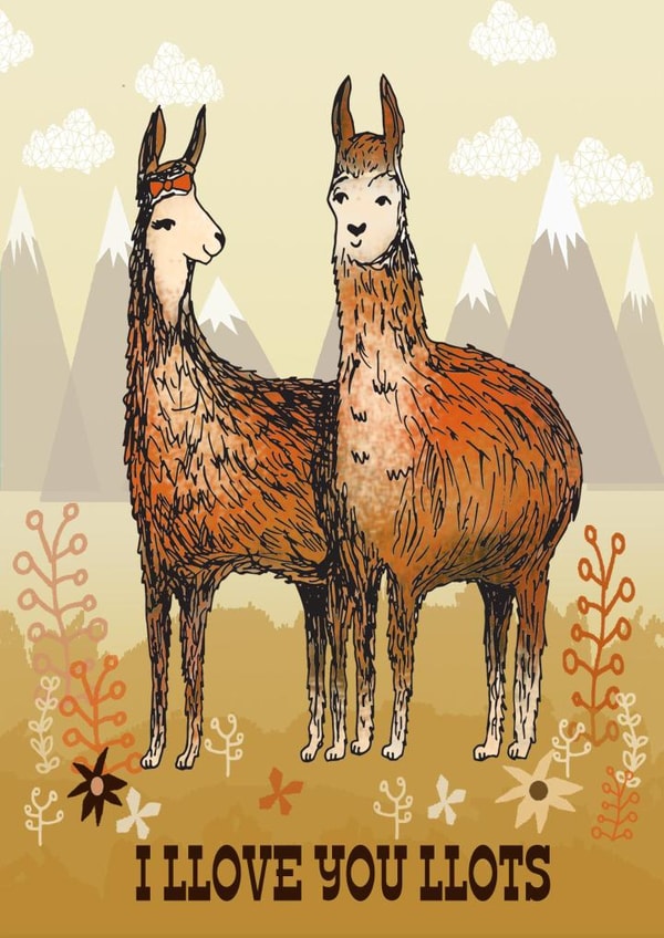 love llama Valentines Day Card 25064 created by Paper Sparrow