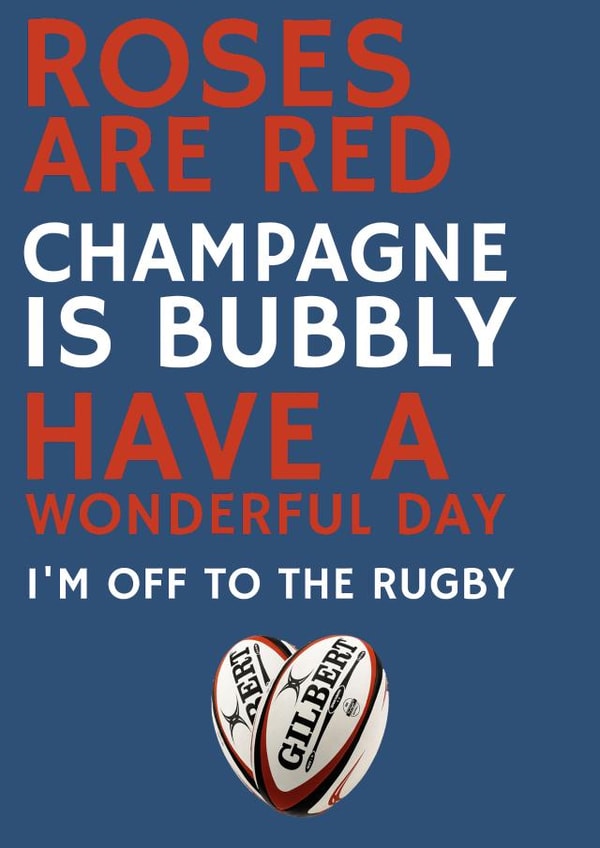 Rugby | Funny | Valentine's Card | Roses are red created by Pottsy Prints