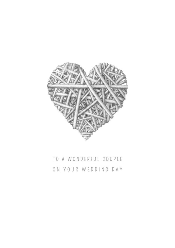 Silver woven love heart - wedding card created by Catherine Flynn