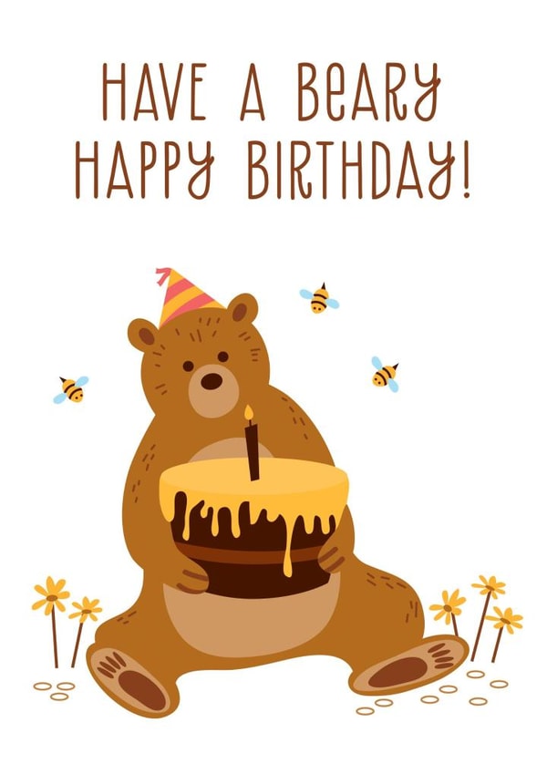 beary bear Birthday Card 2492 created by The Imagination Spot