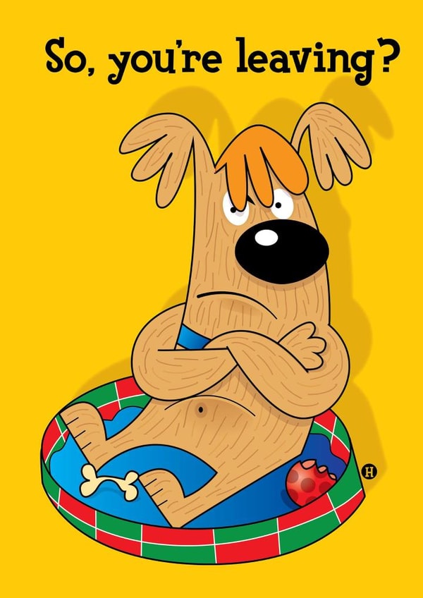 dog leaving Leaving Card 2450 created by John Haslam