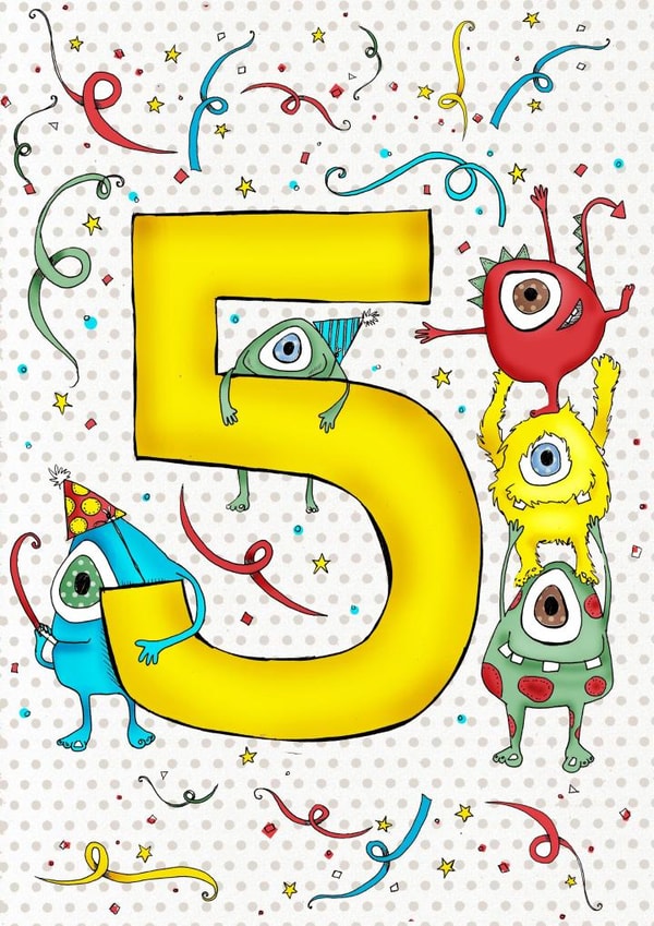 Happy 5th Birthday Monster, illustrated by Amy Cockcroft created by Ryland Studios