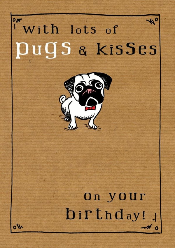 Illustration pugs Birthday Card 3086 created by JellynBean