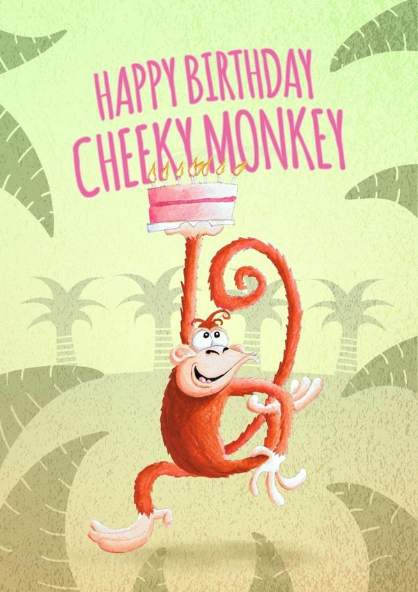 monkey cake Birthday Card 1301 created by Andy Roper