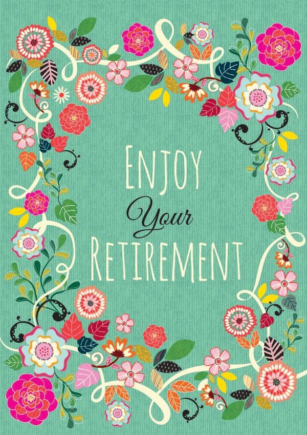 Modern/contemporary retirement card, featuring a beautiful floral design. created by Laura Darrington Design Ltd.