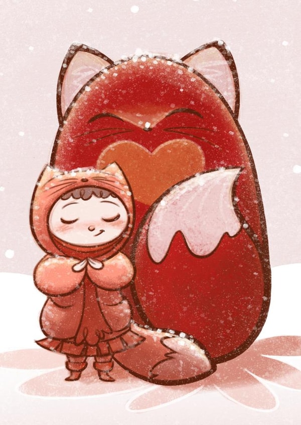 girl fox Thinking of you Card 3606 created by Catherine Satrun