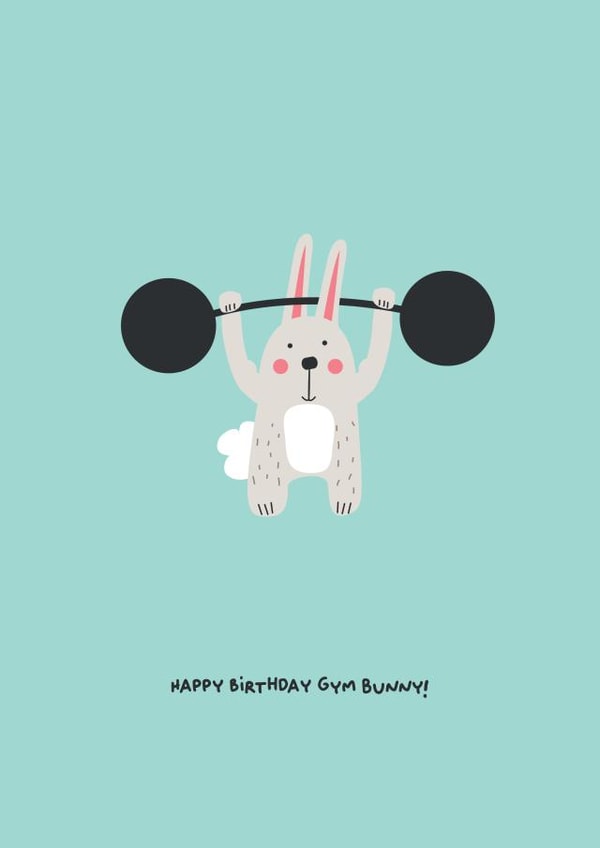 Happy Birthday Gym Bunny created by PaperJam Print Co.