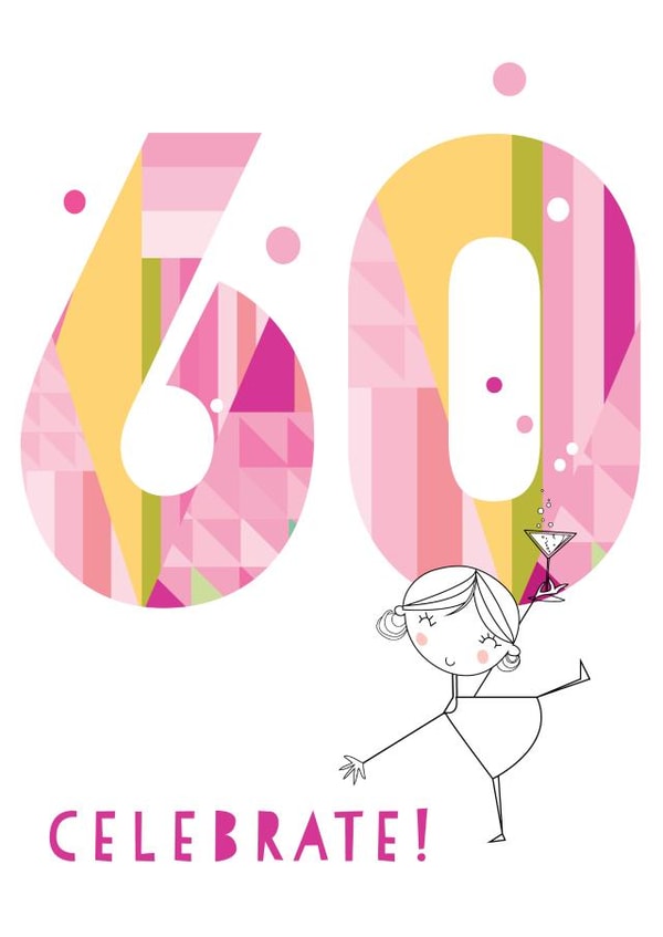 60 60th Birthday Card 2025 created by Pink Pig