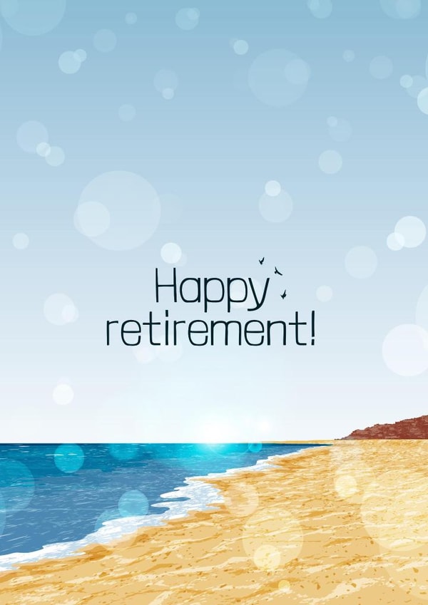 Happy retirement beach and sea card created by Pupsiku