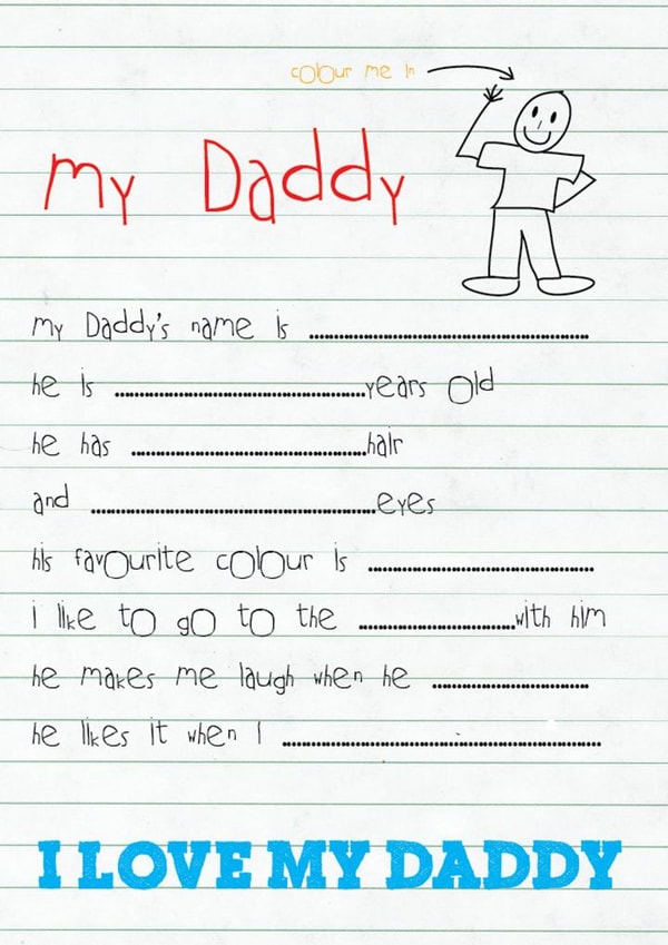 Fill in the blanks for Daddy card created by Ilka Dickens