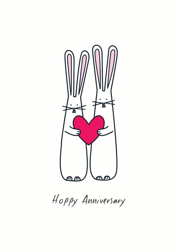 Cute Bunny Anniversary Card - Bunnies - Hoppy - Hoppy Anniversary created by Hoppy Bunnies