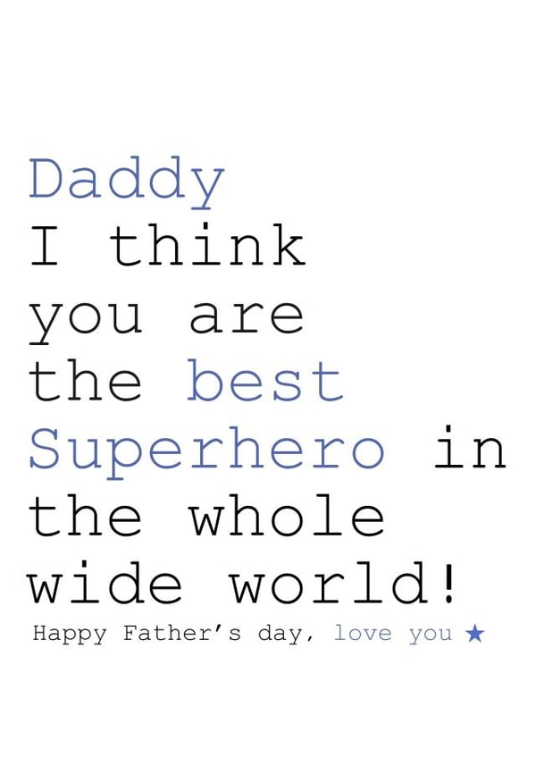 daddy hero Father's Day Card 25640 created by Always Sparkle