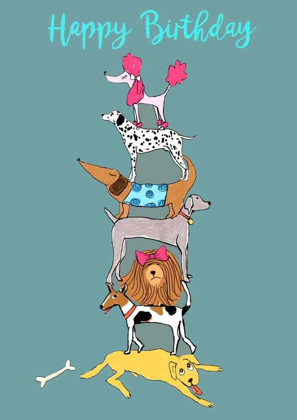 Dog Birthday Card - Dog Lover - Stack - Cute created by Just like Sophie