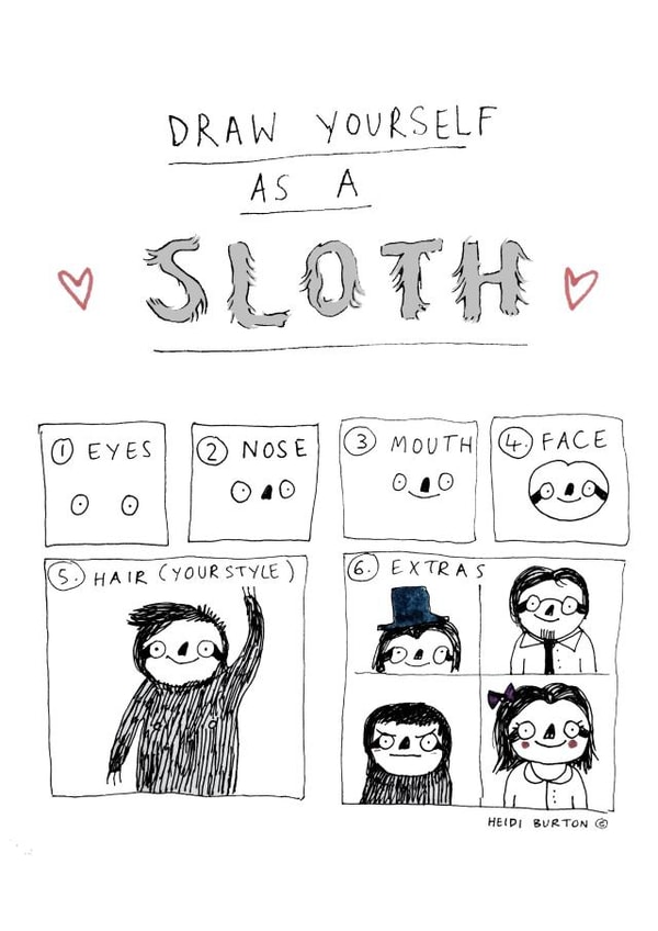 Draw Yourself as a Sloth card created by Heidi Burton