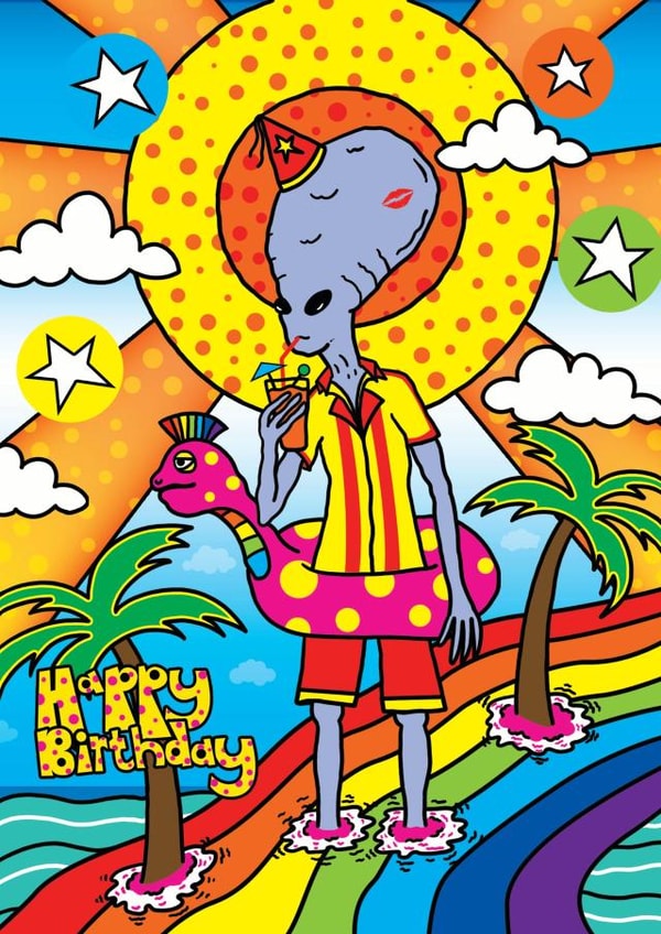 Arty Birthday Card - Alien - Abstract created by Manic Minotaur
