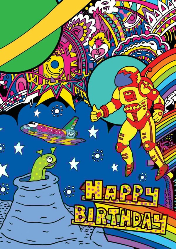 space spaceman Birthday Card 5019 created by Manic Minotaur