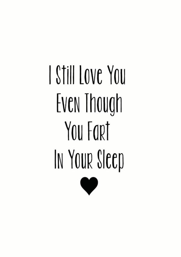 Funny Fart Typography Anniversary Card / Valentines Day Card - Fart - I Still Love You - Fart In Your Sleep created by The Monochrome Bow