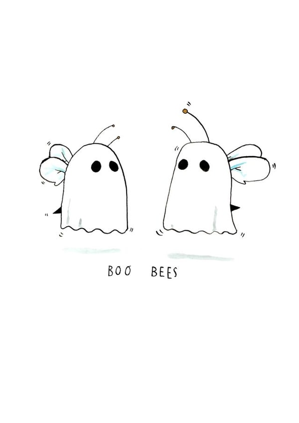 Funny Anniversary Card - Ghost Pun - Boo Bees created by Jelly Armchair