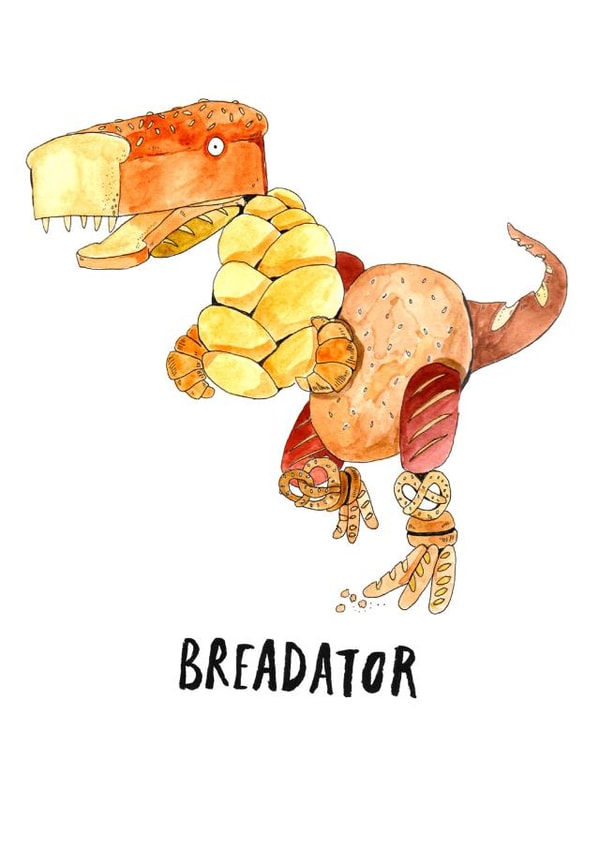 Funny Just Because Card - Breadator - Predator Pun created by Jelly Armchair