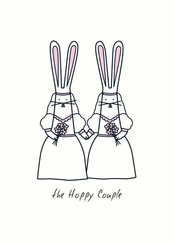 The Hoppy Couple - Lesbian wedding card created by Hoppy Bunnies