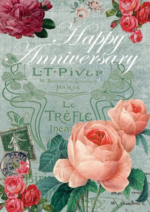 Traditional Floral Anniversary Card - Happy Anniversary created by Simon Paulson