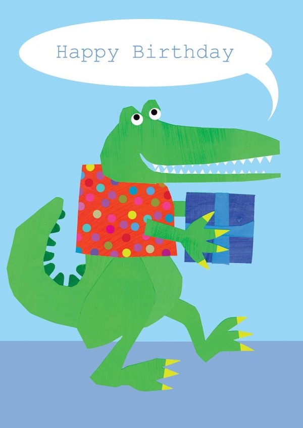 Cute Birthday Card - Crocodile - Presents created by Kali Stileman