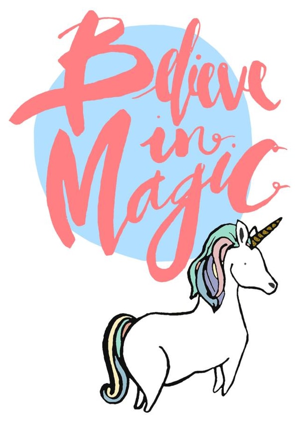 unicorn believe Good Luck Card 5835 created by Emily Hline Illustration