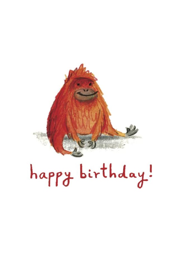 Cute Birthday Card - Orangutan - Monkey created by Odd Socks