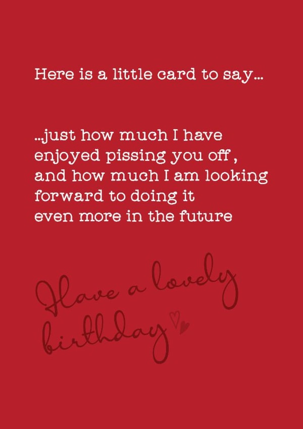 Cute Birthday Card - Rude and Cheeky - Here Is A Little Card Just To Say created by Silly Prints